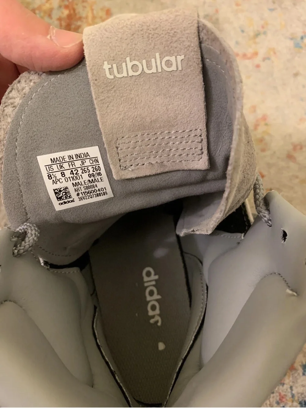 adidas Men's Light Gray Suede High-Top Sneakers